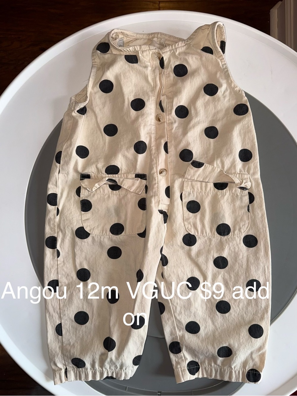 Cream Polka Dot Kids Sleeveless Romper